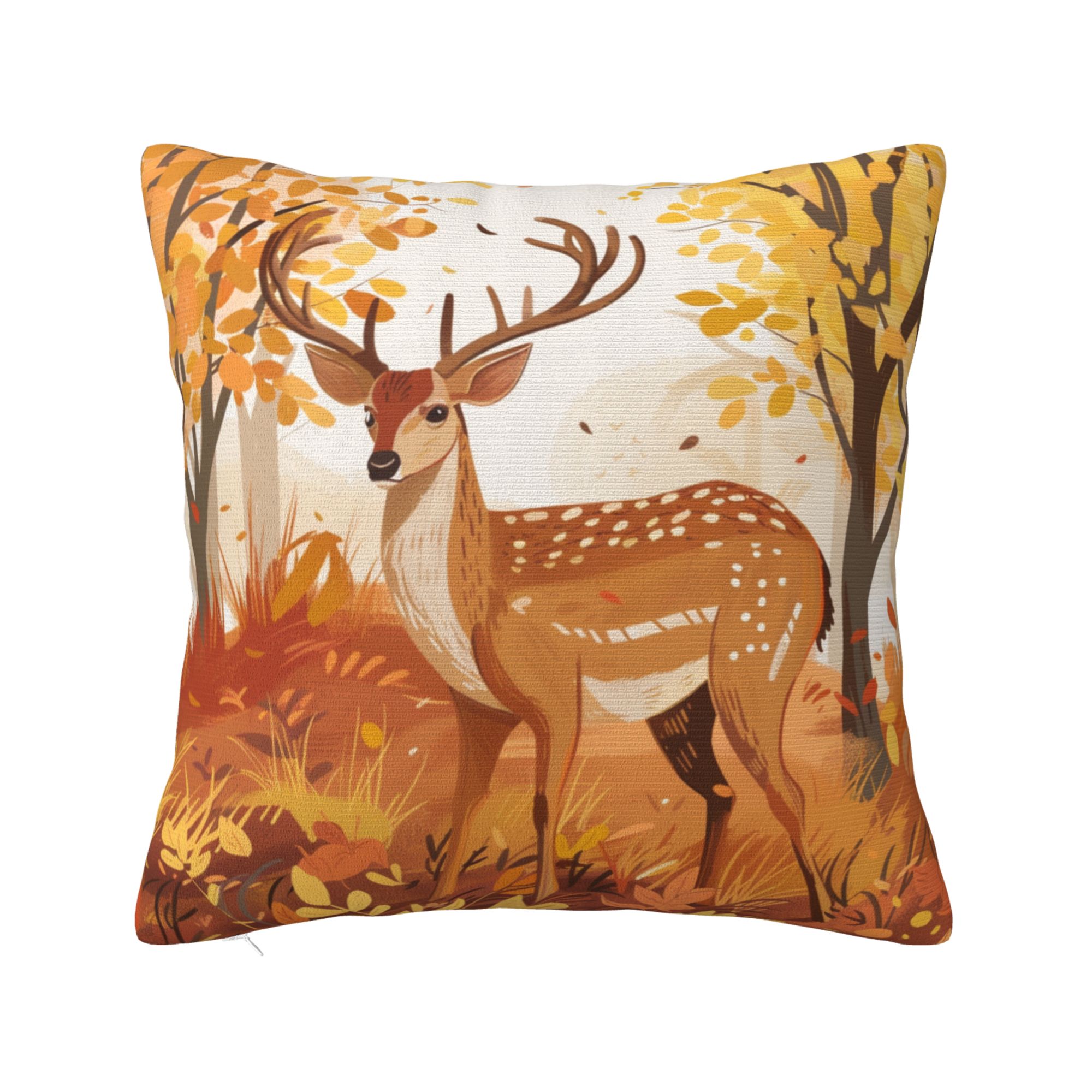 autumn-forest-deer-print-pillow-cover